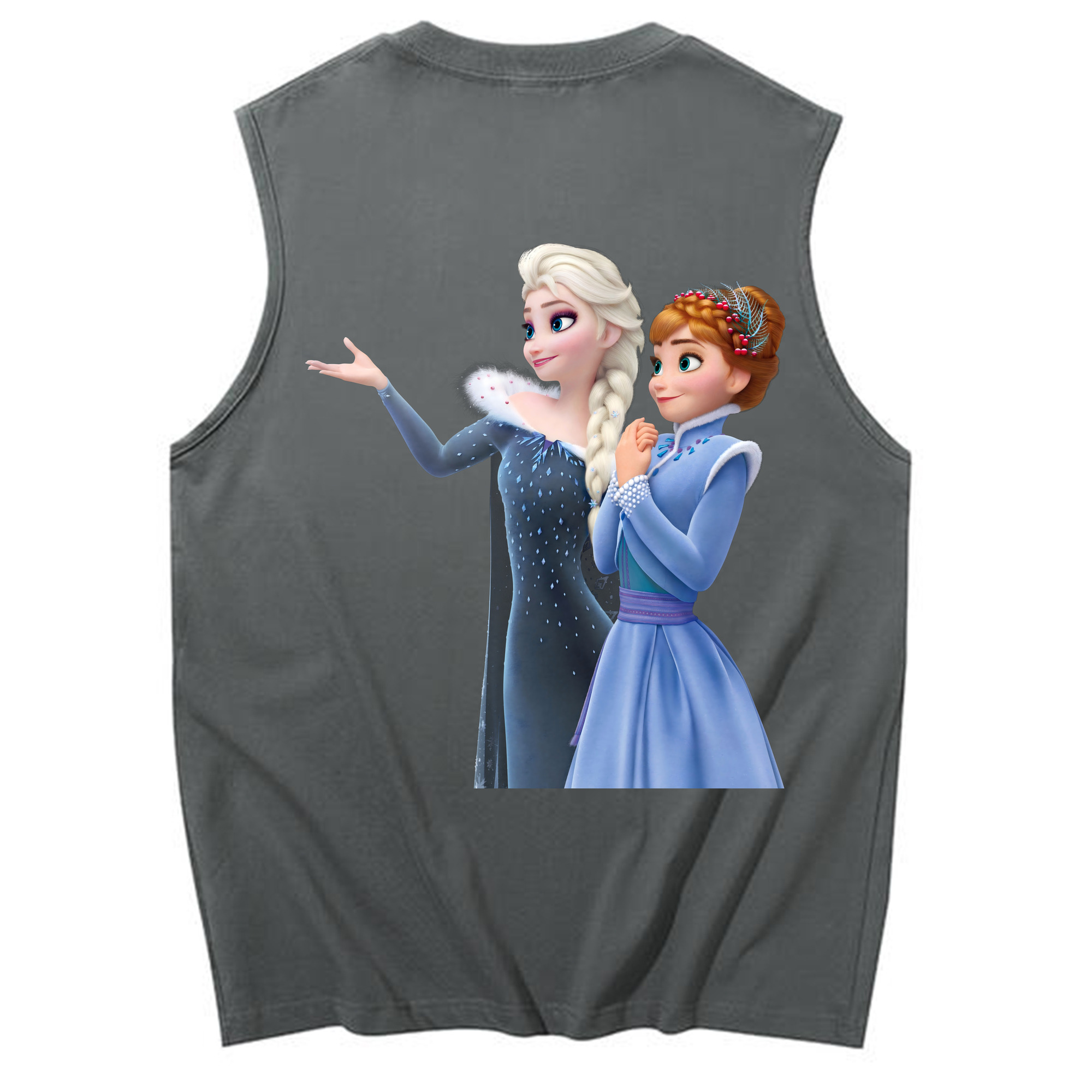 （画像用） アナと雪の女王 アンナ エルサ Frozen Anna Elsa コットン100％タンクトップ（背面プリント）